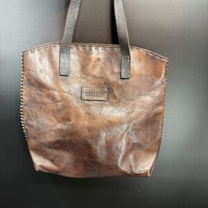 EUC Bed Stu Large Tote Handbag Shoulder Bag Brew Brown Leather Stitched